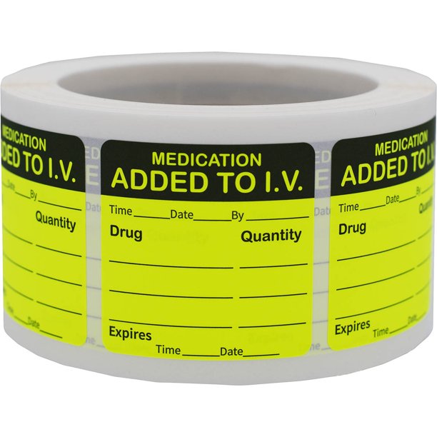 Labels Medication Added To I.V. Pet Care Veterinary 2 x 2" 500