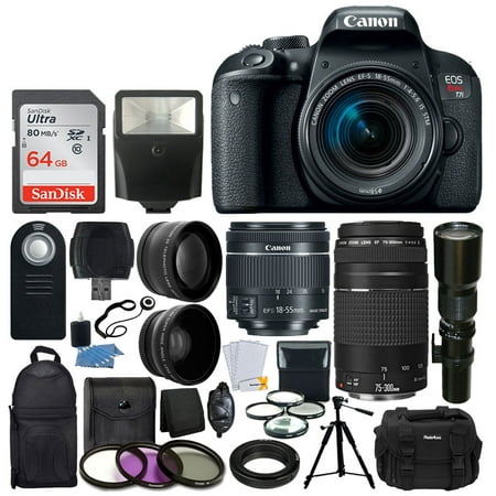 Canon EOS Rebel T7i DSLR Camera +18-55mm Lens +75-300mm +Valued Bundle