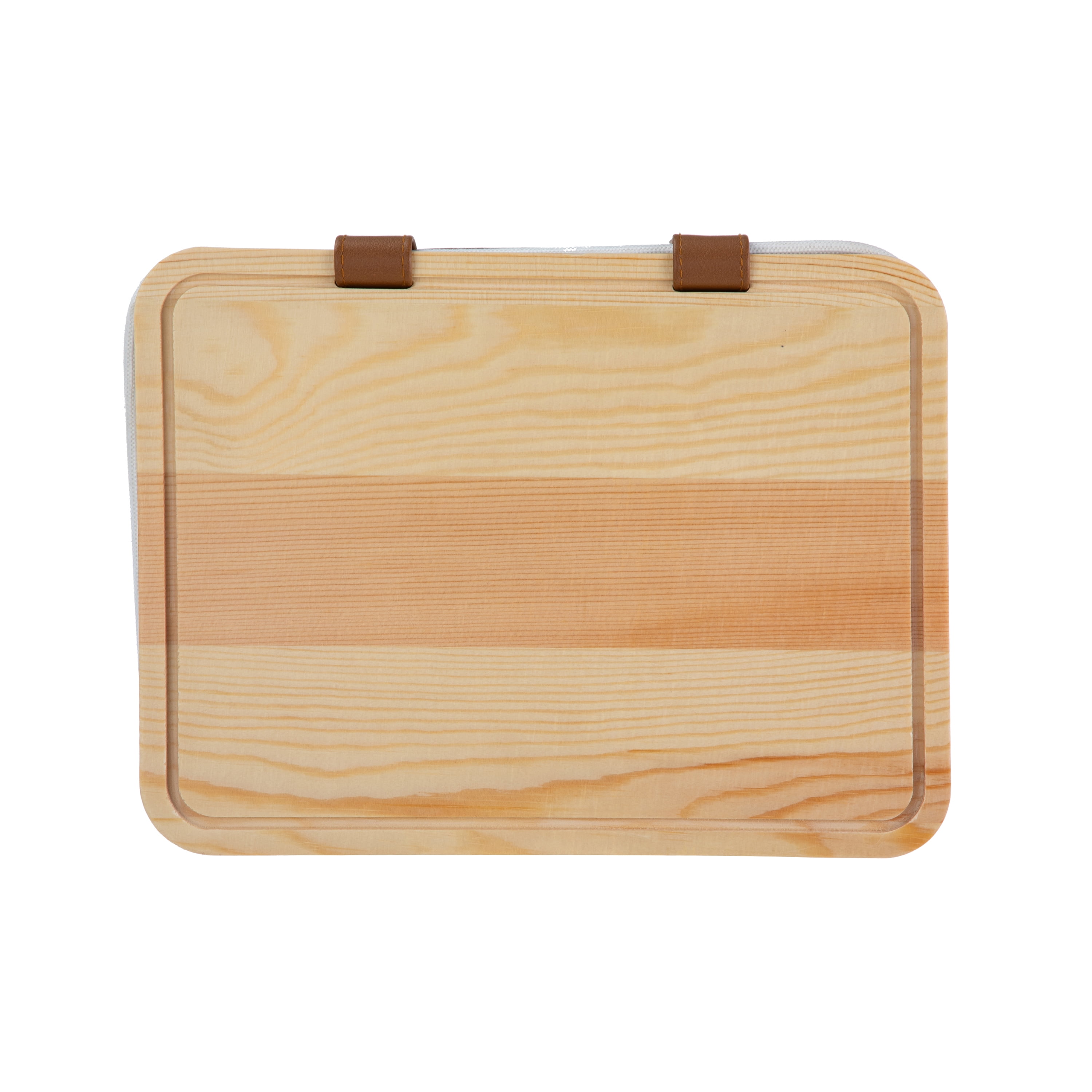 HomeZone Canvas Baskets with Pine Lid for Bathroom and Closet Storage, Set of 2
