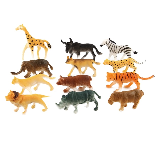 Juego de juguetes de figura de bosque de vida salvaje artificial de 12 piezas, juego de juguetes de plástico, kit de modelos, regalo de vacaciones para niños Inevent WJ3120-00B
