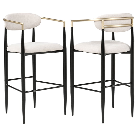 Tina Fabric Upholstered Bar Chair Beige (Set of 2)