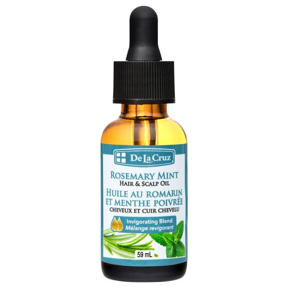 De La Cruz Rosemary Mint Oil, Natural Nourishing Hair and Scalp Blend for Dry Skin and Hair, Enriched with Castor Oil, 59 ml