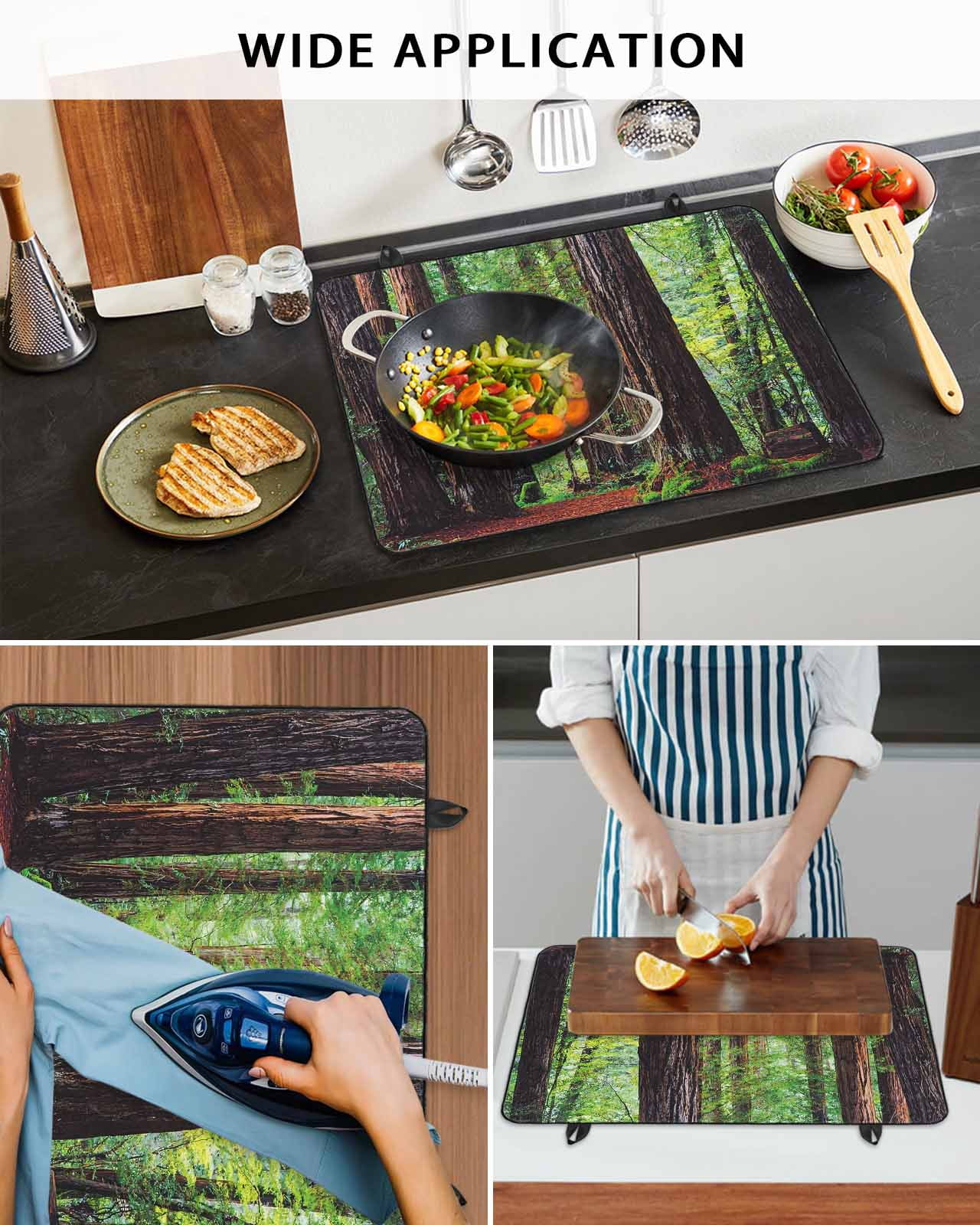 Large Induction Cooktop Protector Mat Forest Stove Top Covers for Electric Stove, Modern Art Summer Botanical Trees Decorative Stove Burner Cover Mats, Glass Top Stove Cover