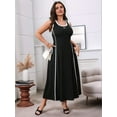 thumbnail image 6 of Women Summer Plus Size Swing Midi Dress Sleeveless Black XXXL, 6 of 9