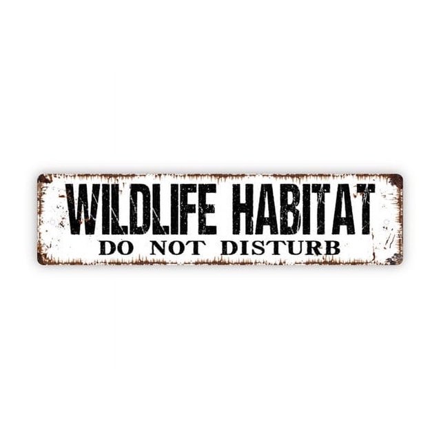 (Metal de aluminio) Letrero de No molestar para hábitat de vida silvestre. Tenga cuidado, precaución, no toque animales salvajes. Letrero de metal rústico para calle o placa con nombre para puerta.