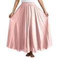 thumbnail image 4 of Women's Stretchy Waist Flowy Midi Skirt For Daily Wear Vacation Dance Comfortable Elastic High Waist Long Skirt Basic Solid Color Casual Boho Skirt Short Skirt Can Can Skirt Skirt with Shorts, 4 of 6