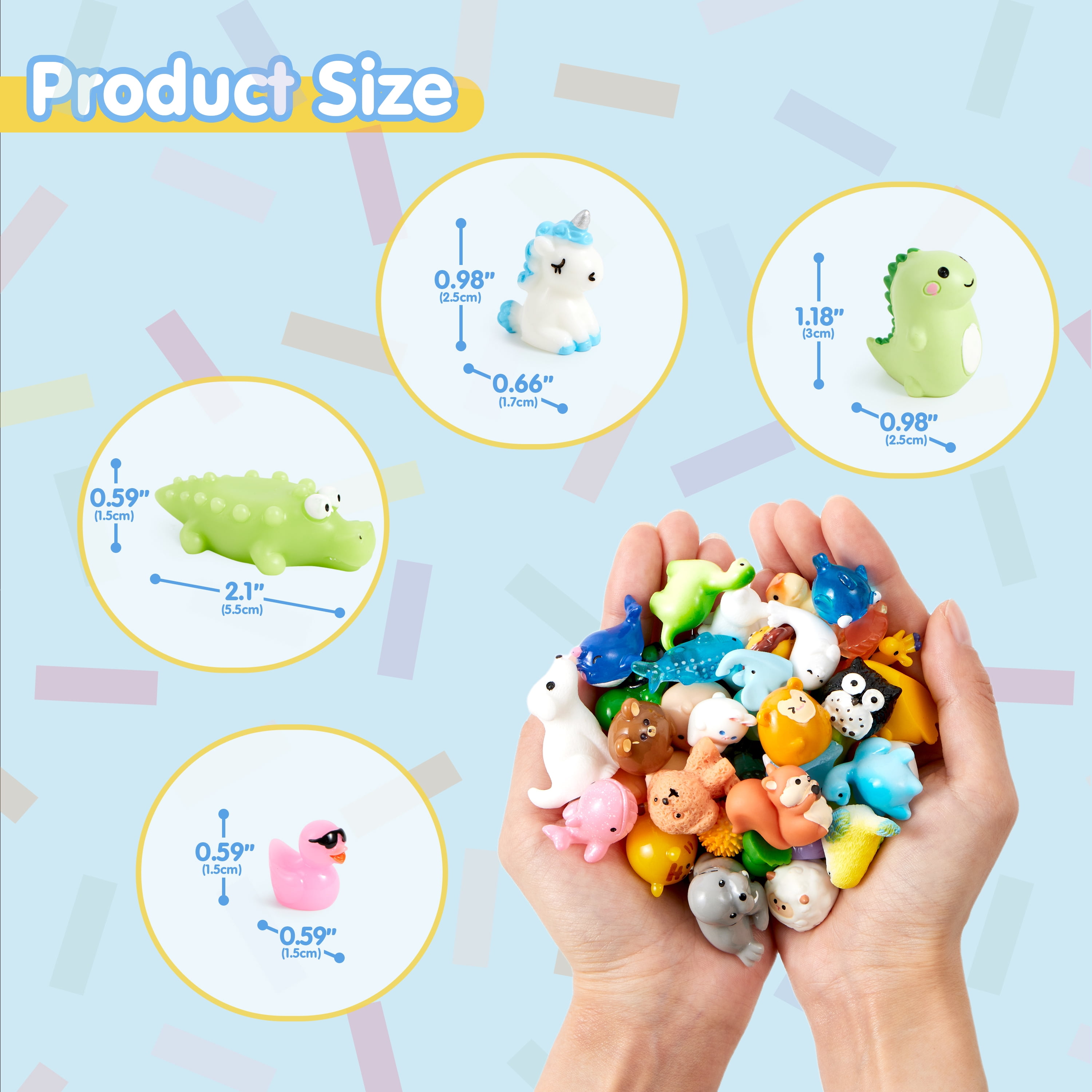 Joyfy 50 Pcs Mini Resin Animals Tiny Figures to Hide, Cute Miniature Figurines for Fairy Garden Accessories, Slime Charms & Party Favors Stuffers, Dollhouse Accessories