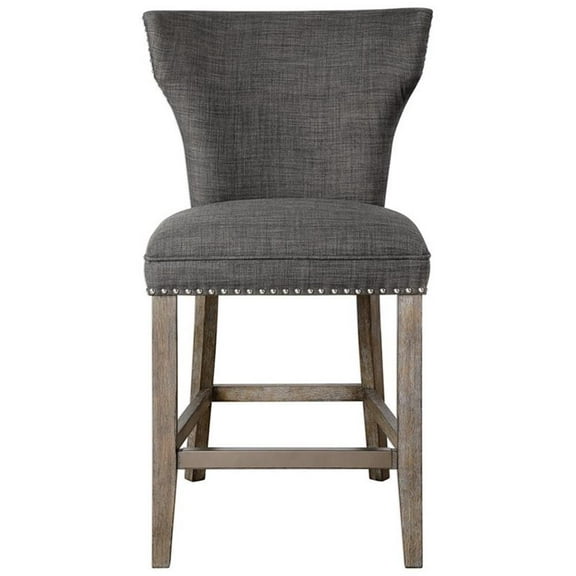 Bowery Hill 25" Upholstered Counter Stool in Charcoal and Gray