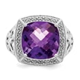 thumbnail image 5 of Sterling Silver Rhodium-plated Amethyst and Diamond Ring, 5 of 6