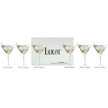 Laurant Crystal Clear Hard Plastic Martini Glasses, 10 oz, Set of 6