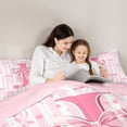 thumbnail image 4 of Erosebridal Girls Cute Bow Full Size Comforter Sets For Kids,Pink Bowtie Ribbon Monogrammed J Bedding Sets,Pink Reversible,3 Pieces, 4 of 7