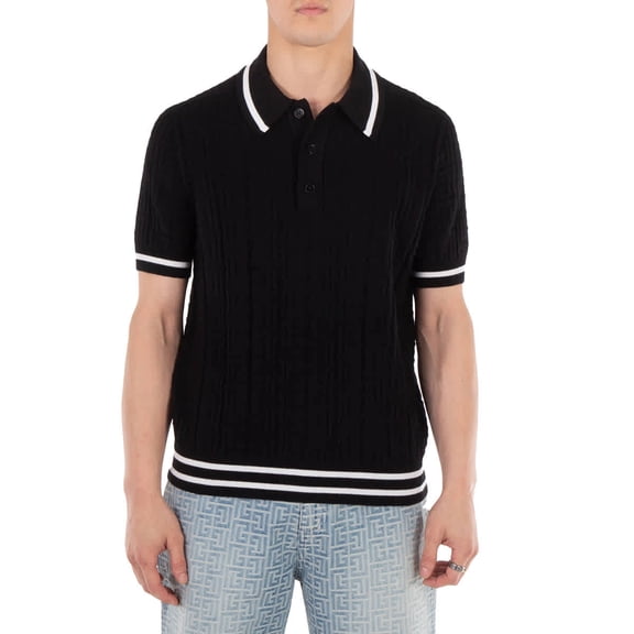 Balmain Knitted Wool Polo Shirt, Size Small