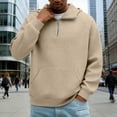 thumbnail image 5 of Mens Oversized Hoodies Pullover Quarter Zip Casaul Long Sleeve Waffle Knit Athletic Hooded Sweatshirt with Pocket, 5 of 9