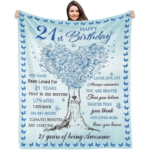 LHSHID 21st Birthday Gifts for Her Gifts for 21 Year Old Female 21 Year Old Birthday Gifts Ideas Happy 21st Birthday Gift for Women Daughter Sister 21st Birthday Decorations Blanket 30"x40"