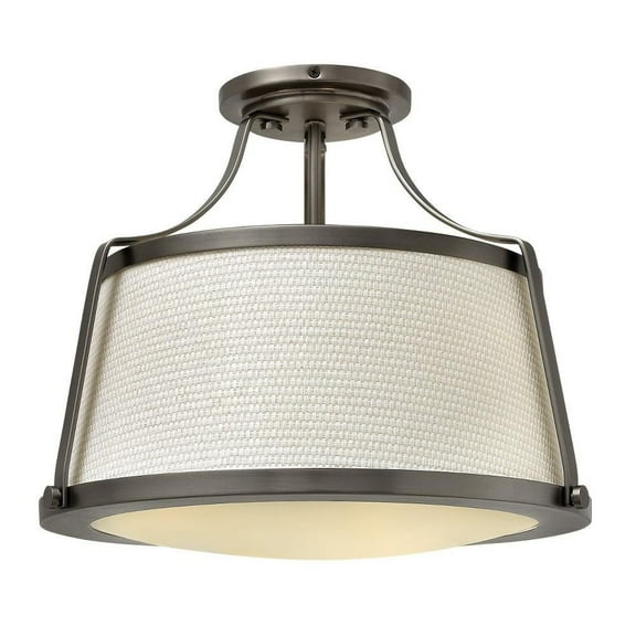 3 Light Small Semi-Flush Mount in Traditional-Coastal Style 16 inches Wide By 13 inches High-Antique Nickel Finish Bailey Street Home 81-Bel-3002347