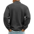 thumbnail image 6 of Mens Big and Tall Quarter Zip Pullover Solid Color Ribbed Knit Polo Sweaters Zip Mock Neck Long Sleeve Polo Sweaters Winter Warm Casual Quarter-Zip Polo Sweatshirt, 6 of 7