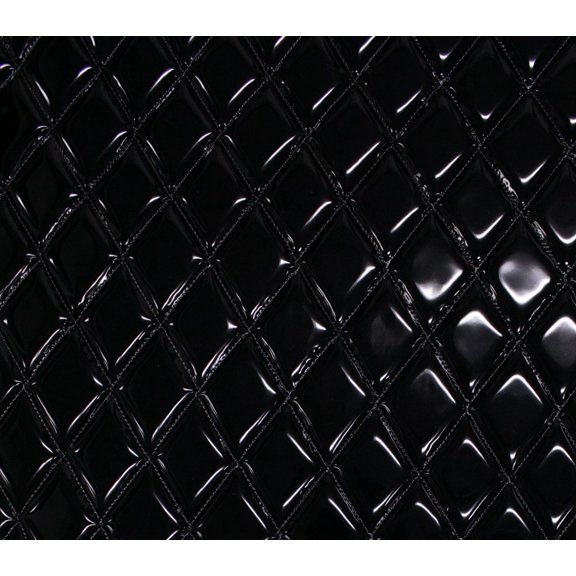 Quilted Vinyl Padded Upholstery Fabric w 3/8" Foam Backing Glossy Grain 2"x3" Diamond /52" Wide/Continuous Yard/ Auto Marine RV Boat Seat Cover DIY Craft Material, Seat Cover Material (BLACK)