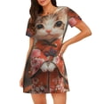 thumbnail image 1 of Fotbe Adorable Kitten In Kimono Bata de Dormir para Mujer con Estampado, Camisón de Algodón de Manga Corta, Ropa de Dormir Casual, 1 of 6