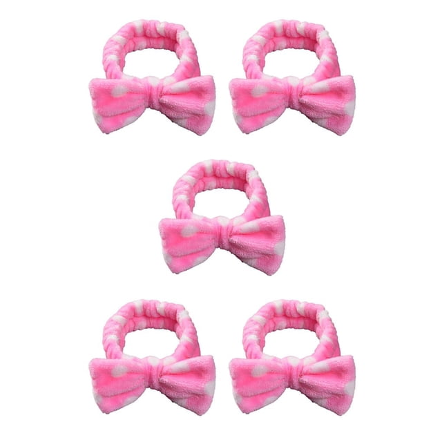 Minnieouse Diademas Bowknot Stretch Head Band Banda para el sudor ajustable Estilo Headwear Hairband para de cara Running Pink white dot Type2 NO2