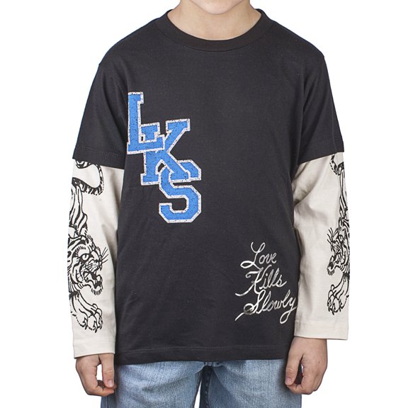 Ed Hardy Little Boys' Toddlers Long Sleeve Cap Style T-Shirt - Black - 2/3