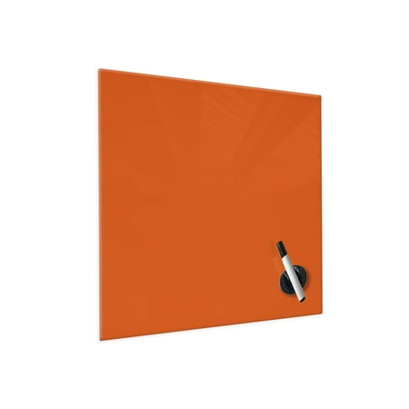 Floating Magnetic Eraser Glass Board 16" X 16" Inches Eased Corners - Peach