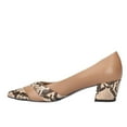thumbnail image 2 of YDN Women Chic Snakeskin Patchwork Pumps Block Chunky Low Heels Pointy Close Toe Slip On Business Fashion Sexy Shoes Size 9 Brown, 2 of 4