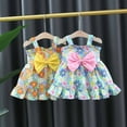 thumbnail image 4 of Odeerbi Girls Floral Dress Toddler Girls Clothes Summer Sweet Bowknot Small Fragmented Flower Suspended Dress Lace Dress Yellow 18-24 Months, 4 of 4