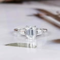 thumbnail image 2 of HeartsAndYou 1.5ct Emerald Moissanite Tapered Baguette Accents Trilogy Ring 18k White Gold Over Silver, 2 of 9