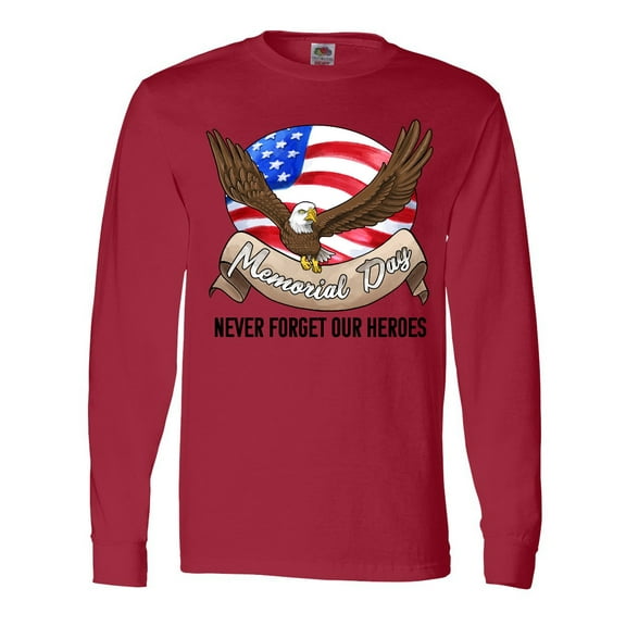 Inktastic Memorial Day- Never Forget Our Heroes- Bald Eagle Long Sleeve T-Shirt
