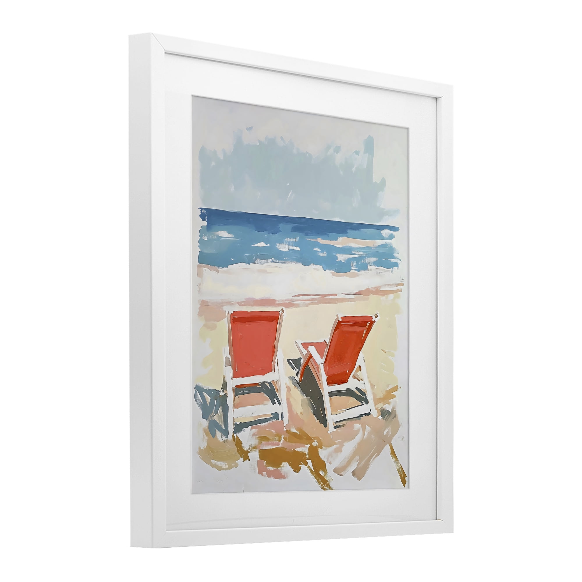 Stupell Industries Two Sunlit Beach Chairs White Framed Print Under Glass, design by The Prints Vibe