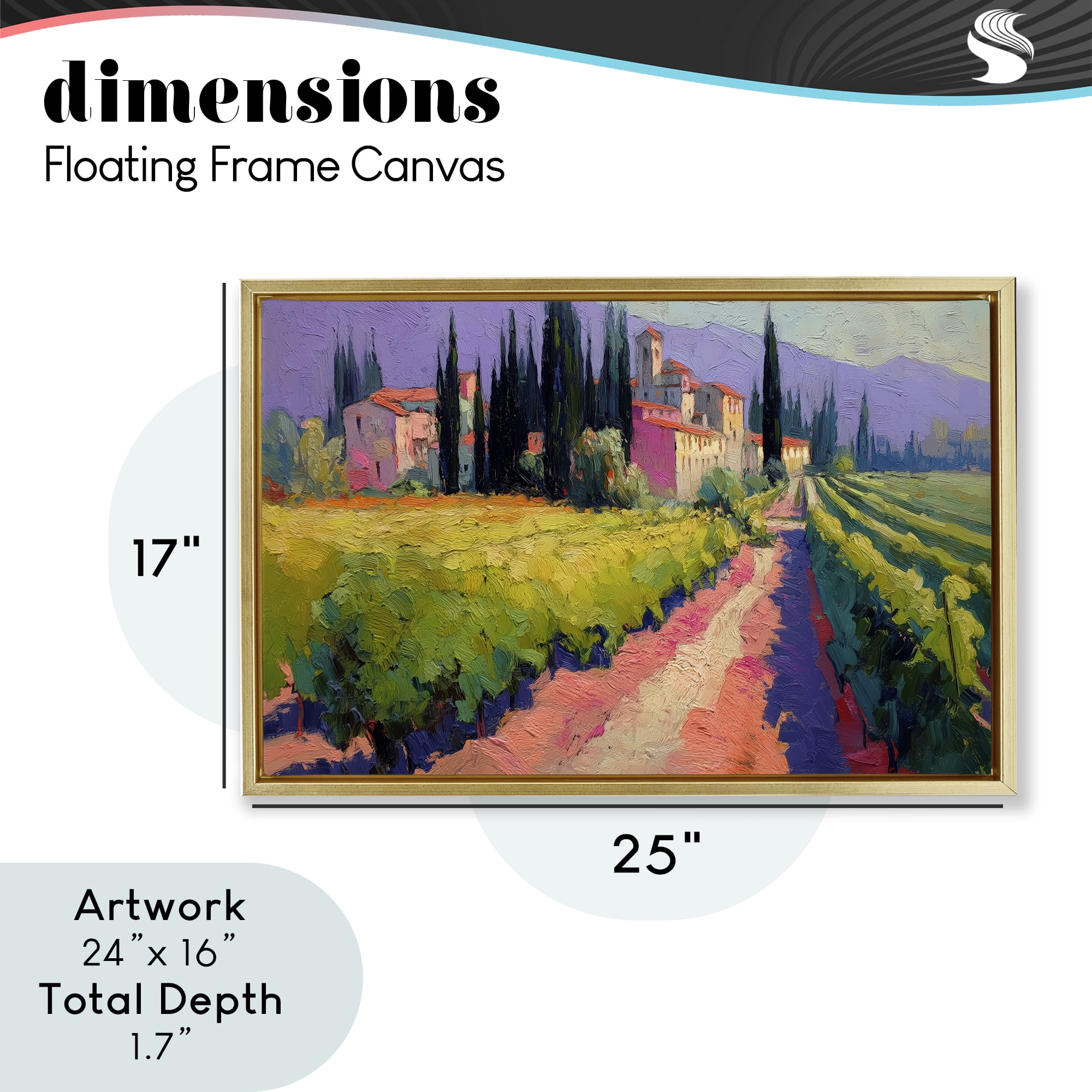 Purple Mountains Village Gold Framed Floater Canvas Wall Art, design by Annabelle Hall