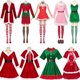 thumbnail image 2 of Disfraz de Papá Noel navideño de lujo para adultos, disfraz de duende navideño, traje de fiesta Macot con sombrero, atuendo de carnaval de Halloween para niñas, 2 of 5