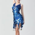 thumbnail image 6 of LYEAA Sequin Dress for Women Party Night Sleeveless V Neck Glittery Mini Dress Backless Elegant Dress Bodycon Solid Color Dress Slip Dress Holiday Dress Stretchy Ball Gown Dress Blue Free Size, 6 of 8