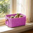 thumbnail image 4 of Woven Storage Basket, Small Storage Basket for Organizing Bathroom Kitchen Shelves Drawer, Cute Handled Wicker Bins for Decorative Square Basket Organizer, 4 of 6