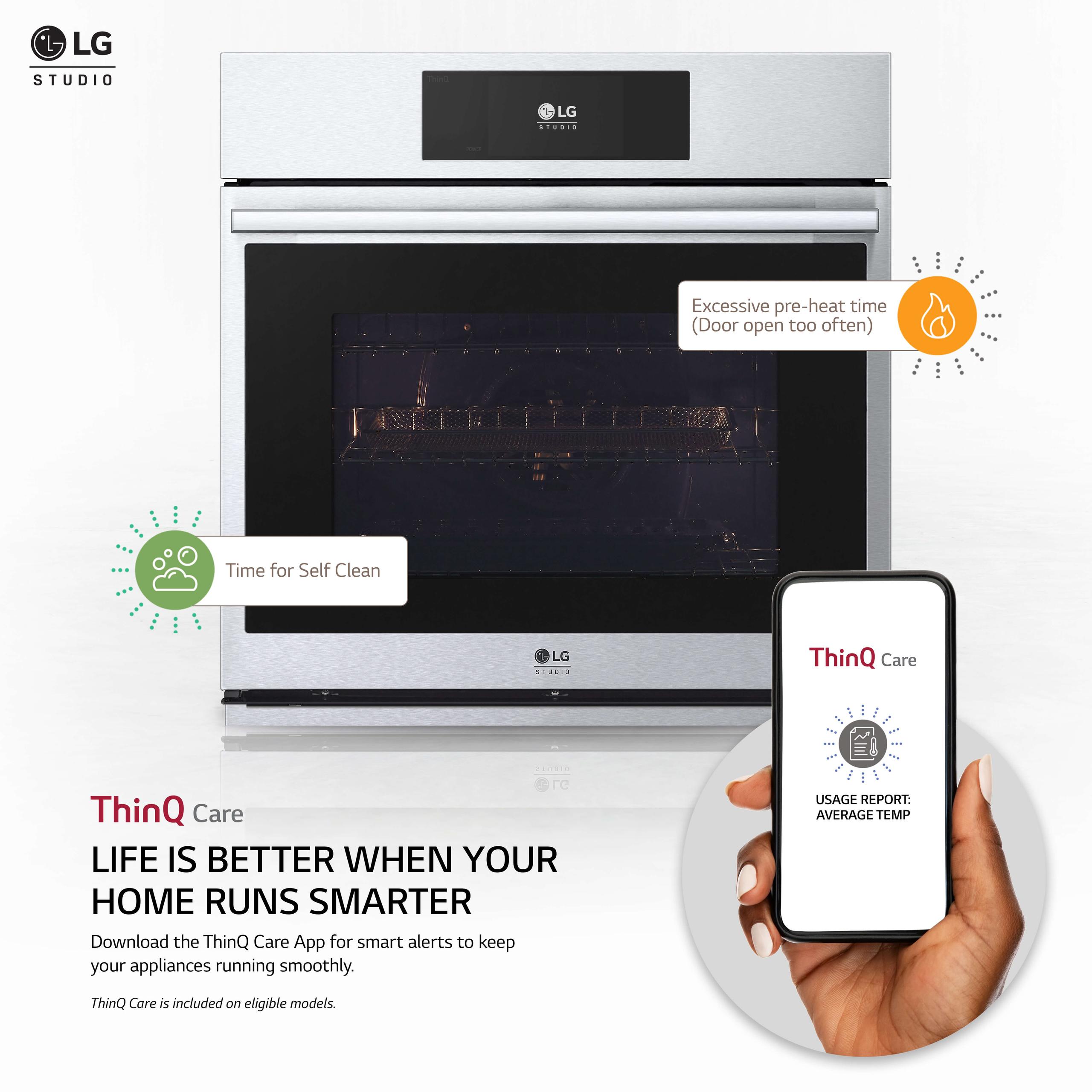 WSES4728F LG STUDIO 30" Single Wall Oven, 4.7 cu.ft. 7" LCD Touch-Screen Control, Instaview, Steam Sous Vide, Air Fry