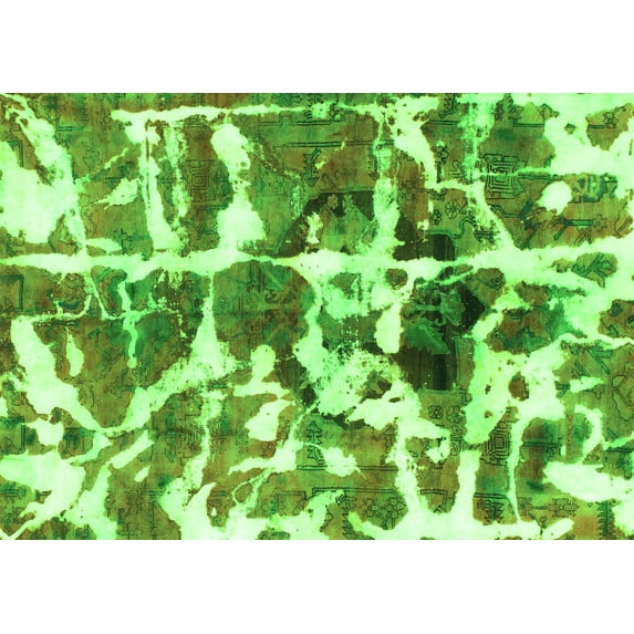 Ahgly Company Indoor Rectangle Abstract Green Modern Area Rugs, 2' x 3'