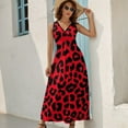 thumbnail image 5 of Animal Print Black Red Leopard Spots Womens Night Club Maxi Dress V Neck Sleeveless Bohemia Long Dresses, 5 of 9
