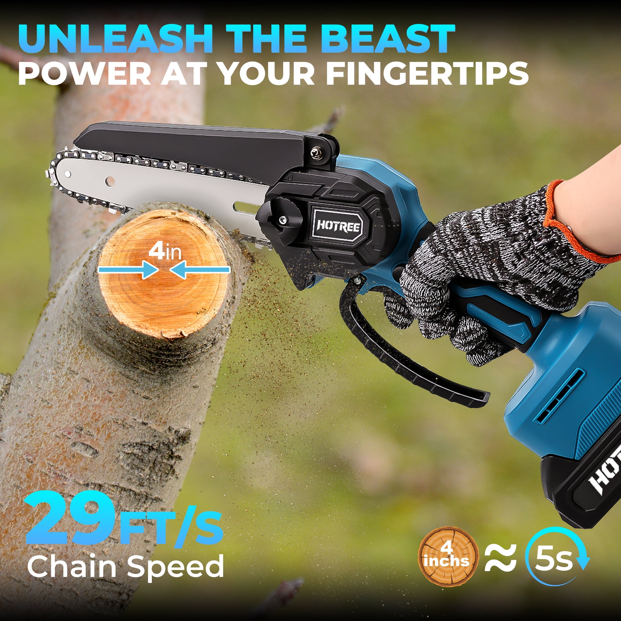 HOTREE 2 in 1 Cordless Pole Saw, 6-inch Pole Chainsaw Mini Handheld Chainsaw, 15 ft Extension Pole Saw for Effortless Tree Trimming