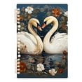 thumbnail image 2 of Swans Flowers Circle Birds Ring Binder Notebook Journey Note Diary College Ruled Spiral Notebook Study Loose Leaf Paper A5 60 Pages, 2 of 8