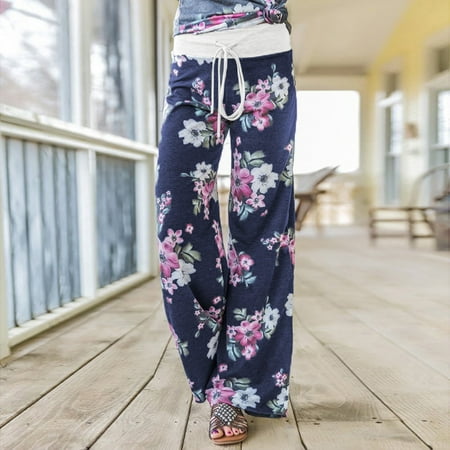 

Women s Comfy Casual Pajama Floral Print Drawstring Lounge Wide Leg Pants