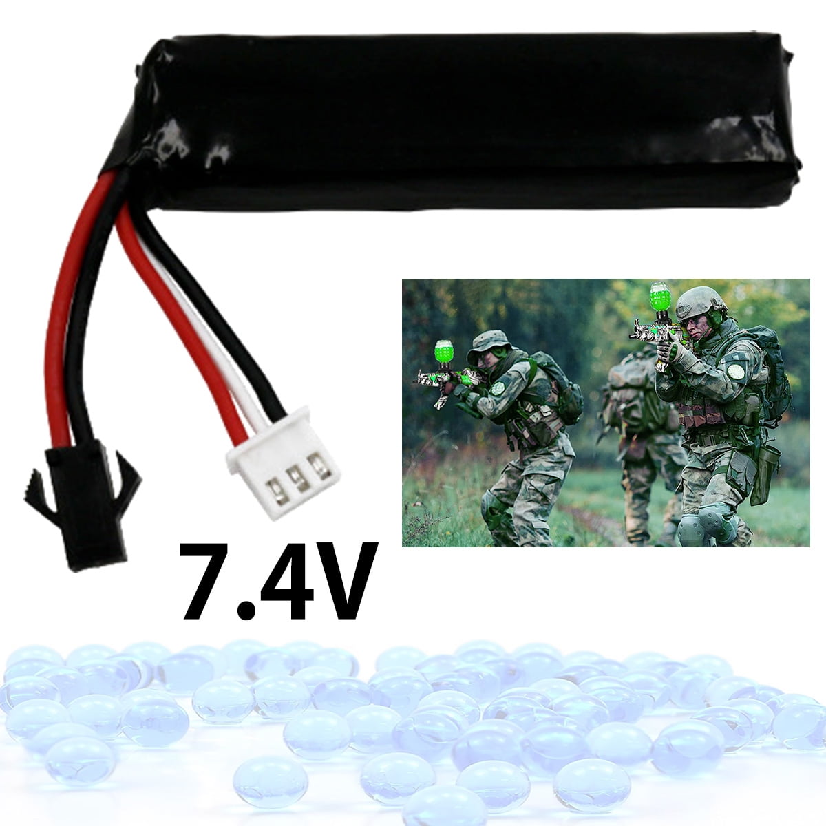 NUAHRHY 7.4V 2000mAH LJ451865 Battery Pack for Electric Water Pistol Polymer Lithium Battery for Electric Water Ball Beads Gel Blaster Pistol Toys Replacement Battery with SM Connector