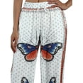 thumbnail image 3 of Mialoley Women Clothes Set, White Butterfly Printed Pattern Tops and Long Pants, 3 of 9