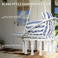 thumbnail image 4 of Outsunny Hanging Hammock Chair, Cotton Rope Macrame Swing Chair with Large Cushion, Chain, Steel Frame for Indoor Outdoor Patio Balcony, Blue, 4 of 9