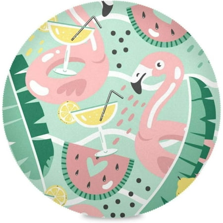 

Bestwell 4 pieces Cute Flamingo in Summer Round Placemats Table Mats for Kitchen Washable Non-Slip Place Mats Heat Resistant Place Mats for Kitchen Dining Table Decoration