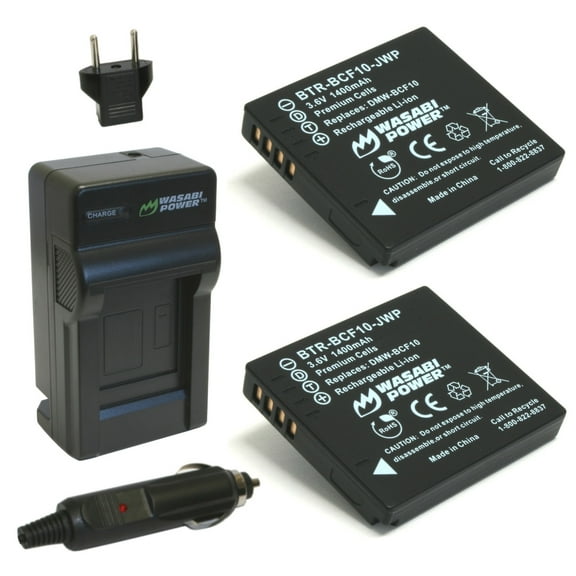 Wasabi Power Battery (2-Pack) and Charger for Panasonic DMW-BCF10, CGA-S/106B