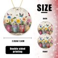 thumbnail image 2 of Funny Christmas Ornament,Colorful Flower Pots With Butterflies,Xmas Round Ceramic Pendant, 2 of 6