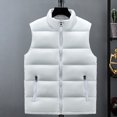 thumbnail image 6 of Joernso Autumn Winter Men Vest Solid Color Thickened Stand Collar Zipper Slim Fit Sleeveless Jacket for Daily Wear, 6 of 8