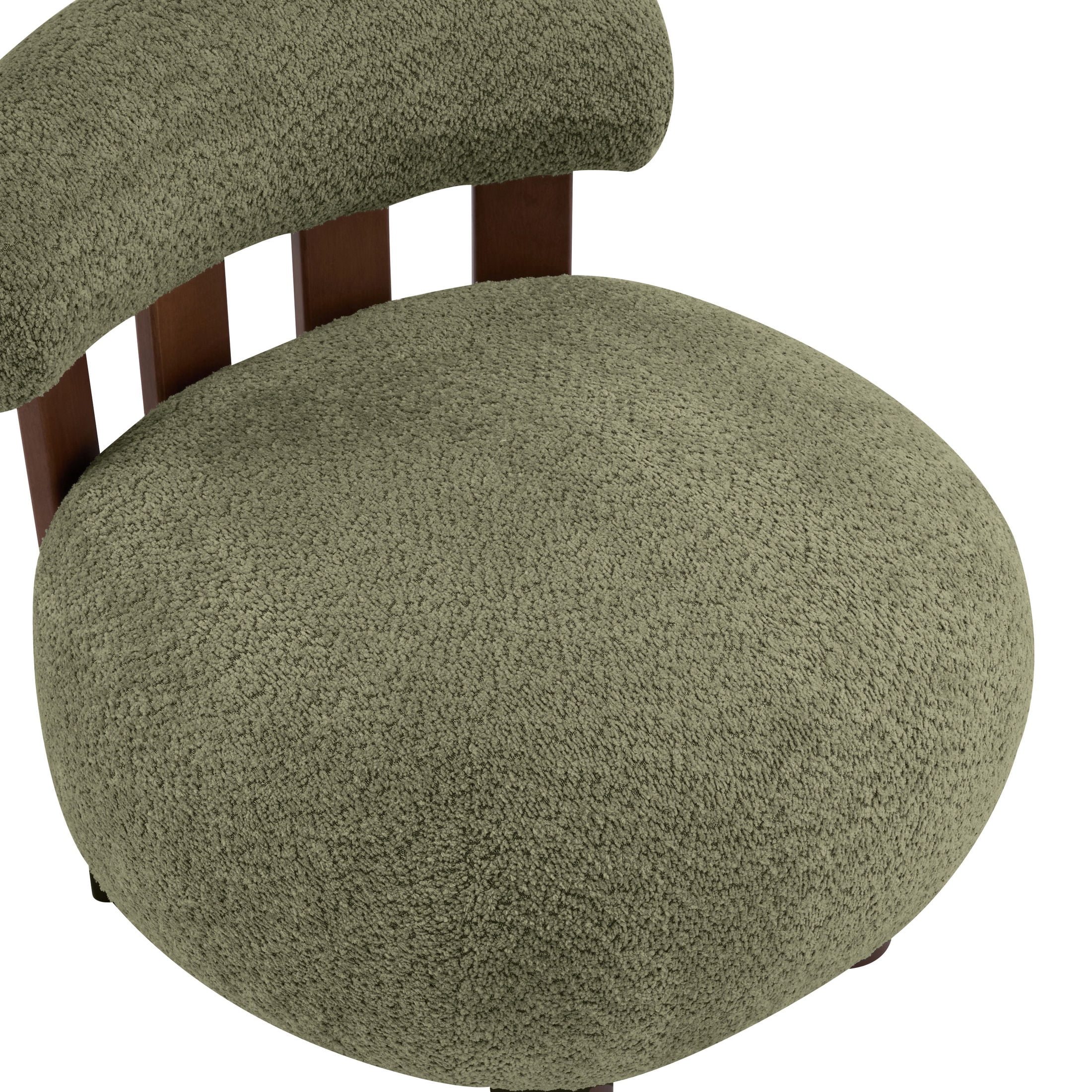 Christopher Knight Home Modern Boucle Slipper Accent Chair with Upholstered Plush Seat, Wood Legs, Olive Green, Set of 2