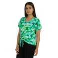 thumbnail image 3 of Moomaya Tie Dye Short Sleeve Ruching Tops For Women V-Neck Casual Jersey Tee, 3 of 8