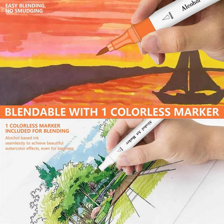 Alcohol Art Markers Set, 30/40/60/80/120 Colors Double Tipped Brush &  Chisel Sketch Marker, Alcohol-based Brush Markers for Sketching, Adult  Coloring, and Illustration